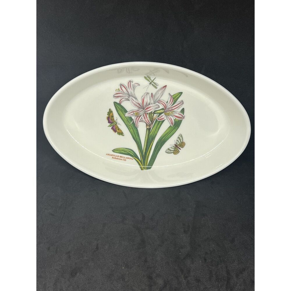 New Portmeirion Botanic Garden Oval Baking Dish 11" Belladonna Amaryllis Floral